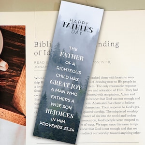 Christian Vatertag Lesezeichen Kirche Geschenkanhänger für Vater Bibel Vers Druckbare Karte für Papa Reisen erkunden Geschenk Buch Liebhaber Digitaler Download