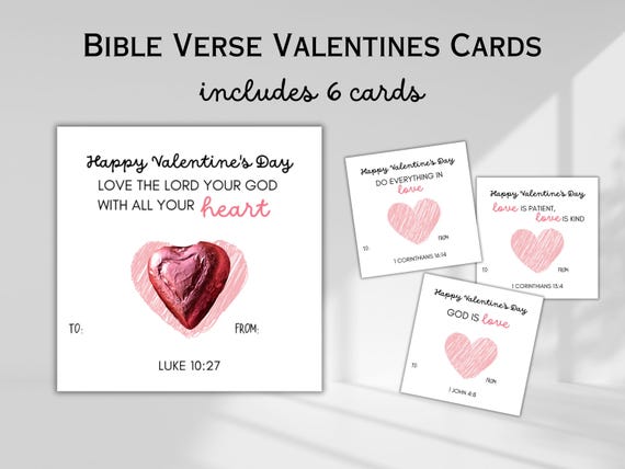 Valentines Bible Verse Cards for kids, classmates | DIY Christian Valentines Cards | Printable God's Love Scripture Cards | Digital Download