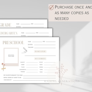 School Memory Box, School Memory Sheets, Kids Questionnaire, School ...