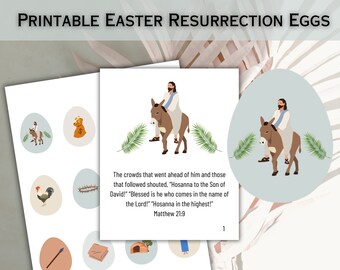 Printable Easter Story Eggs Jesus Resurrection Eggs Christian Easter Activity Religious Scavenger Hunt Easter Basket |Digital Download