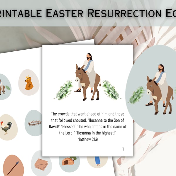 Oeufs d'histoire de Pâques imprimables Oeufs de résurrection de Jésus Activité de Pâques chrétienne Chasse au trésor religieuse Panier de Pâques | Téléchargement numérique