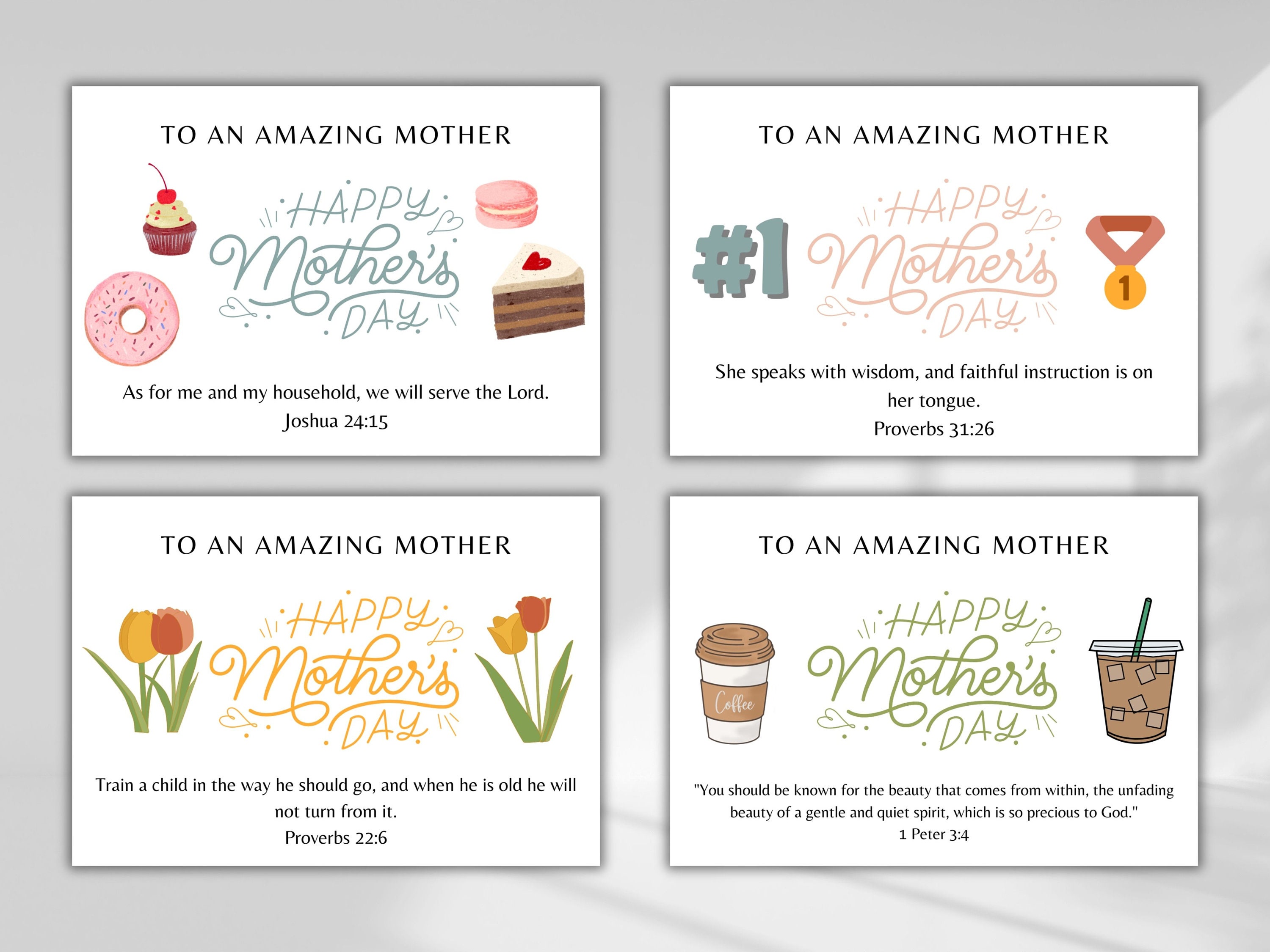 Christian Mothers Day Floral Cards Church Gift Tag for Mothers ...