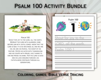 Psalm 100 Learning Resource Kids Craft Psalm 100 Sunday School Activity Tracing Bible Verse Memorization Tool Kids Word Search Bible Study