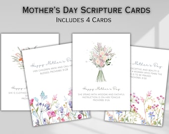 Tarjetas cristianas del verso de la Biblia del Día de la Madre, Etiqueta de regalo de la Iglesia para madres, Tarjetas de las Escrituras, Escuela dominical imprimible, Regalo para mamá, Descarga digital DIY