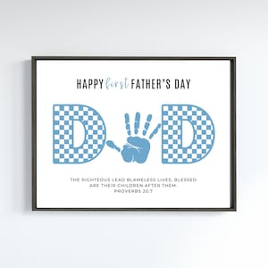 Erster Vatertagsgeschenk Handwerk für Papa Handabdruck Kunst von Kindern druckbare Karte Sonntagsschule Handwerk Geschenk christlicher Vatertagskarte Digitaler Download
