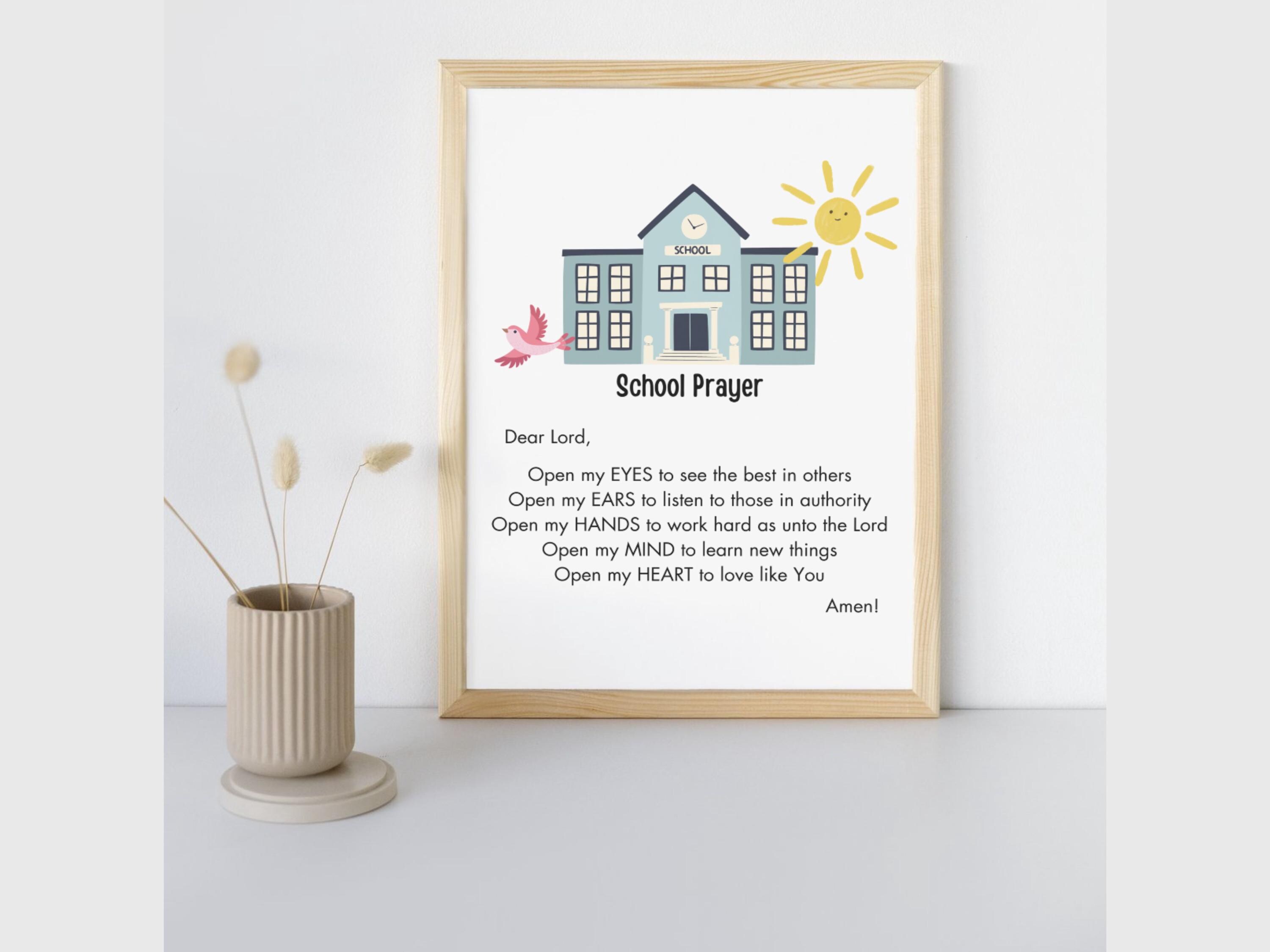 School Prayer Poster School Wall Art Christian School Sign for Classroom Wall Art Elementary Kindergarten Preschool Wall Decor for Classroom