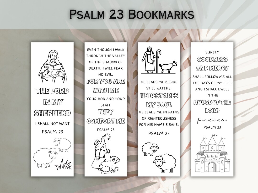 Psalm 23 Bible Verse Coloring Scripture Bookmarks Printable Sunday
