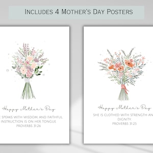 Christian Mothers Day Posters Bible Verse Cards Church Sign for Mothers ...