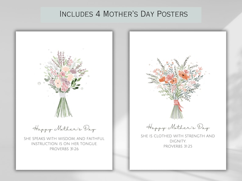 Christian Mothers Day Posters Bible Verse Cards Church Sign for Mothers ...