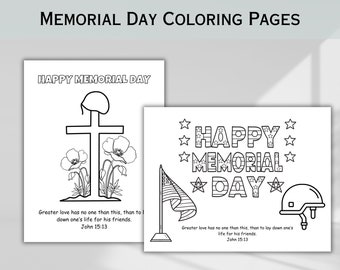 Christian Memorial Day Coloring Pages Memorial Day Craft Printable Sunday School Color Pages for Memorial Day Activity Digital Download PDF