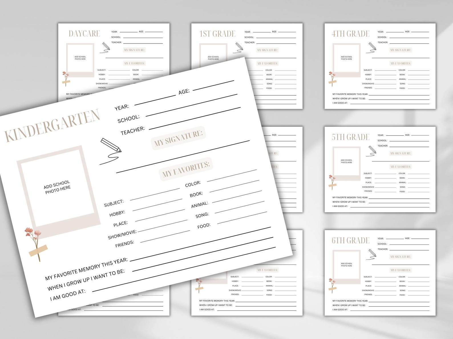 School Memory Box, School Memory Sheets, Kids Questionnaire, School ...