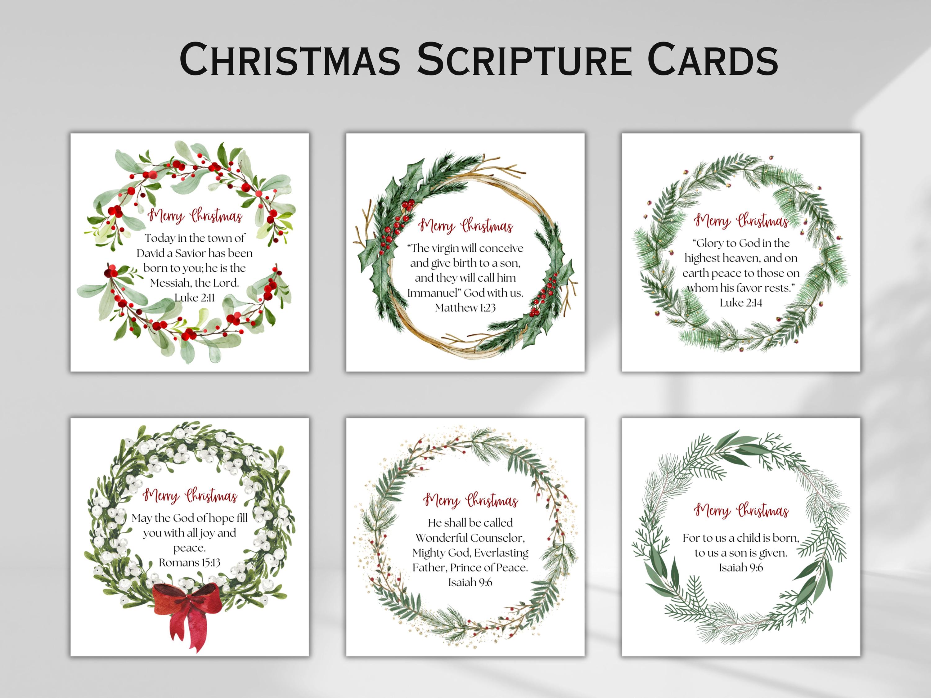 christmas bible verse cards christmas scripture cards christian printable  bundle of cards church favor gift tag christian christmas card