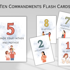 10 Gebote Karten Schrift Memory Cards für Kinder Bibelarbeit Sonntagsschule Druckbare Flash Karten Lesung on Gehorsam Digitaler Download
