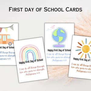 Versículo bíblico Tarjetas del primer día de clases Tarjetas de regreso a la escuela para estudiantes Regalo del maestro Tarjeta imprimible de jardín de infantes de preescolar de primaria