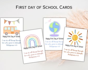 Bible Verse First Day of School Cards Back to School Cards for Students Gift from Teacher Elementary Preschool Kindergarten Printable Card