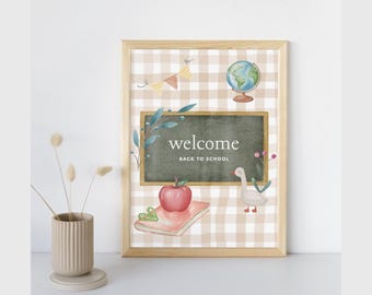 Welcome Back to School Sign Classroom Poster First Day of School Decor Homeschool Welcome Print for Elementary and Preschool Classroom PDF