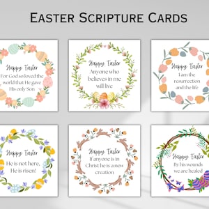 Cartões de Escrituras Cristãs de Páscoa Cartões de Versículos Bíblicos Domingo de Ressurreição Lembrança de Igreja Conjunto de Cartões para Imprimir Etiqueta de Presente Pequenos Cartões de Páscoa