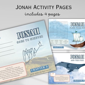 Jonah Craft for Kids Activity Pages Jonah and the Whale Lesson Bible Lesson Sunday School Activity for Church Printable Jonah and the Fish