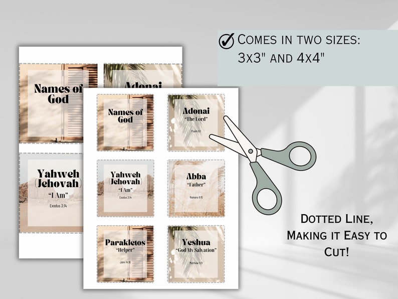 Names of God Christian Cards for Bible Study Tools Printable Names of ...