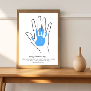 Christliche Vatertagskarte Handwerk für Papa Handabdruck Kunst von Kindern druckbare Karte Sonntag Schule Handwerk DIY Geschenk Bibel Vers Karte Digitaler Download