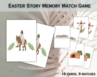 Christian Easter Memory Matching Game for Kids, Children | Sunday School Easter Story Activity | Easter Basket Filler | Digital Download