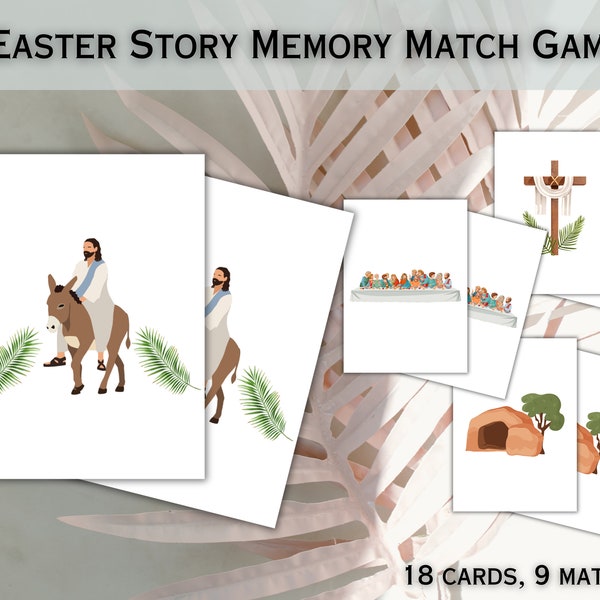 Christian Easter Memory Matching Game for Kids, Children | Sunday School Easter Story Activity | Easter Basket Filler | Digital Download