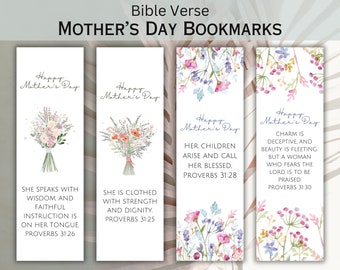 Christian Mothers Day Floral Bookmark Church Gift Tag for Mothers Scripture Cards Printable Sunday School Mom Present DIY Digital Download
