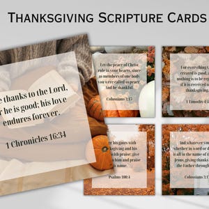 12 cartes bibliques pour Thanksgiving Automne Cartes de versets bibliques imprimables pour Thanksgiving et cartes de remerciement Marque-places pour Thanksgiving en téléchargement numérique