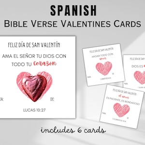 Cartões de versículos bíblicos de namorados espanhóis para colegas de classe | Cartões cristãos de namorados DIY | Escritura do Amor de Deus para impressão | Download digital
