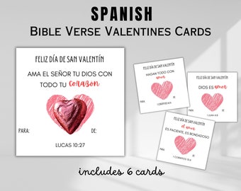 Spanish Valentines Bible Verse Cards for kids classmates | DIY Christian Valentines Cards | Printable God's Love Scripture| Digital Download