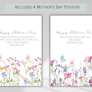 Christian Mothers Day Posters Bible Verse Cards Church Sign for Mothers ...