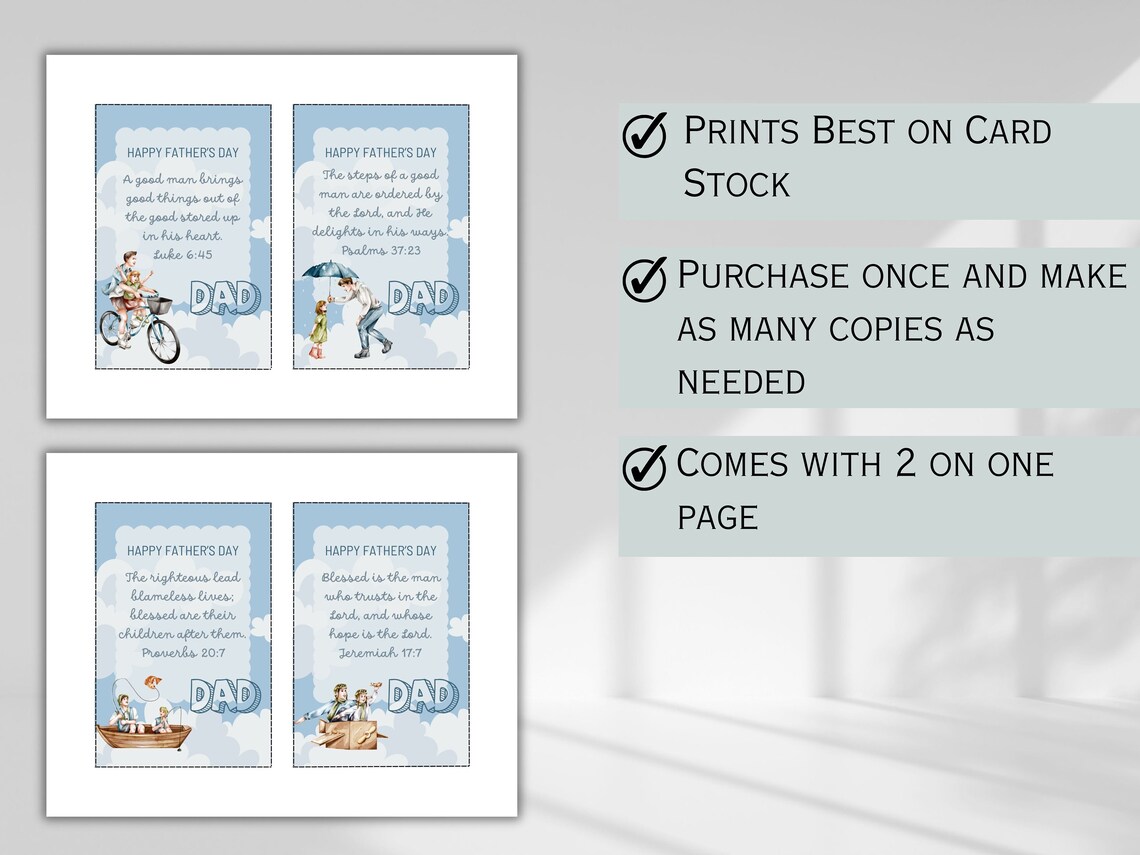 Christian Father's Day Cards Father's Day Printable Bible Verse Cards ...