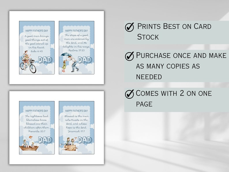 Christian Father's Day Cards Father's Day Printable Bible Verse Cards ...