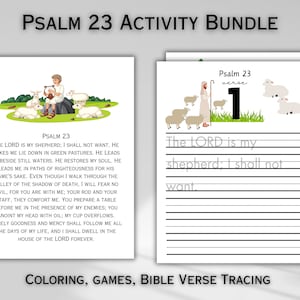 Salmo 23 Planilha de memorização da Bíblia para impressão Lição bíblica da escola dominical para crianças Devocional O Senhor é meu pastor Download digital