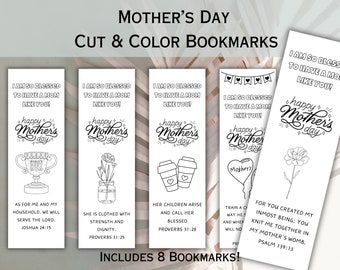 Christian Mothers Day Bookmarks Gift for Mom Sunday School Craft for Kids Present DIY Mothers Day Gift Tag Church Favor Digital Download