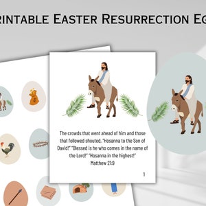 Uova stampabili con storia di Pasqua, uova della resurrezione di Gesù, attività pasquale cristiana, caccia al tesoro religioso, cesto di Pasqua, download digitale