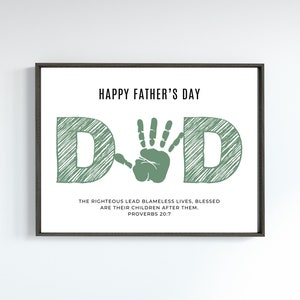 Christliche Vatertagskarte Handwerk für Papa Handabdruck Kunst von Kindern druckbare Karte Sonntag Schule Handwerk DIY Geschenk Bibel Vers Karte Digitaler Download