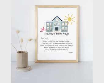 First Day of School Prayer Sign School Wall Art Christian School Poster for Classroom Wall Art Elementary Preschool Wall Decor for Classroom