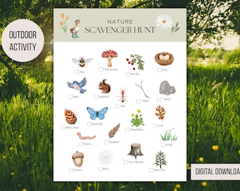 Nature Scavenger Hunt Kids Outdoor Treasure Hunt Hiking Activity Summer Screen Free Game Nature Walk