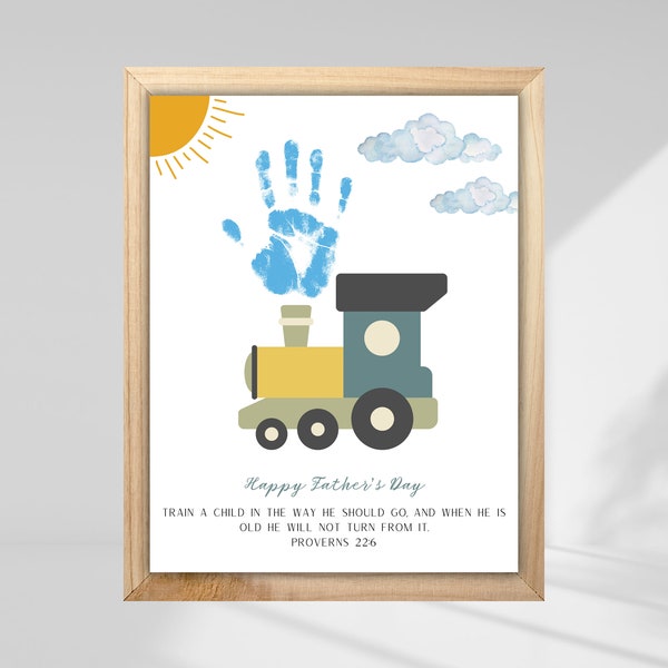 Christian Fathers Day Craft for Dad Handprint Art from Kids Printable Card Sunday School Craft DIY Gift Bible Verse Card Digital Download