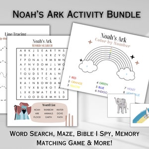 Noah&#39;s Ark Activity Bundle Printable Bible Lesson Sunday School Craft Noahs Ark Craft for Kids Christian Worksheets Bible Activity for Kids