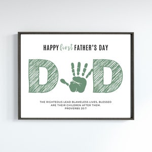 Erstlings Vatertag Handwerk für Papa Handabdruck Kunst vom Kind druckbare Karte Schule Handwerk christliches Geschenk vom Erstlingsvatertag digitaler Download
