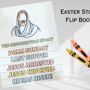 Druckbare Ostergeschichte Handwerk Sonntagsschule Ostersonntag Handwerk Jesus Auferstehung Flip Buch Christian Osteraktivität Digitaler Download