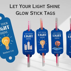 Let Your Light Shine Glow Stick Tags Let Your Light Shine Armband Craft Jugendgruppe Sonntagsschule Geschenk Party Favor Matthäus 5:16 Printable