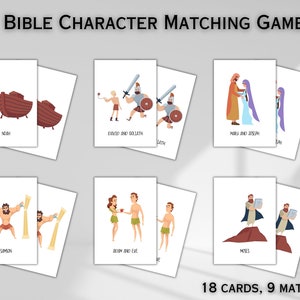 Kinder Bibel Charakter Memory Spiel | Christliches Memory Memory Kartenspiel | Bibel-Charakterstudie Sonntagsschule, Hausschule | Digitaler Download