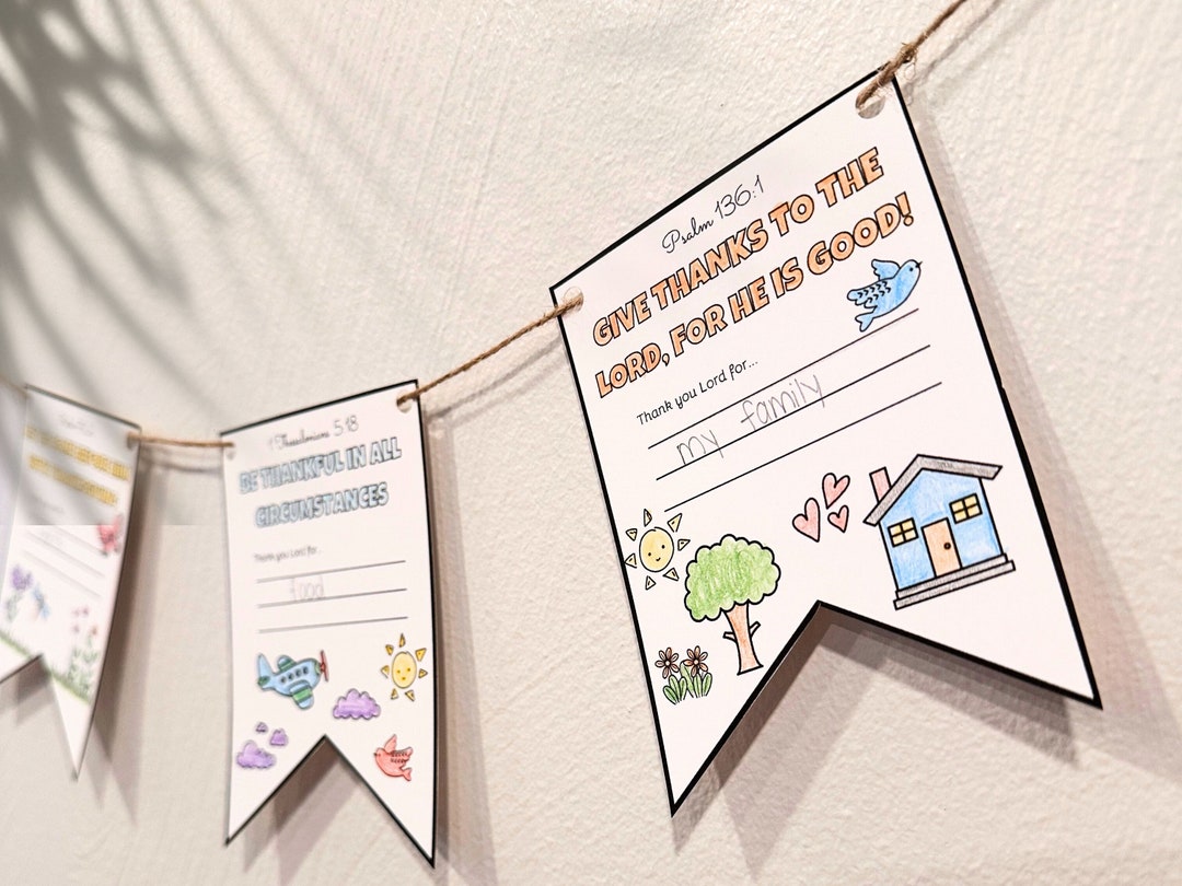 Thanksgiving Bible Craft for Kids I Am Thankful for Banner Sunday