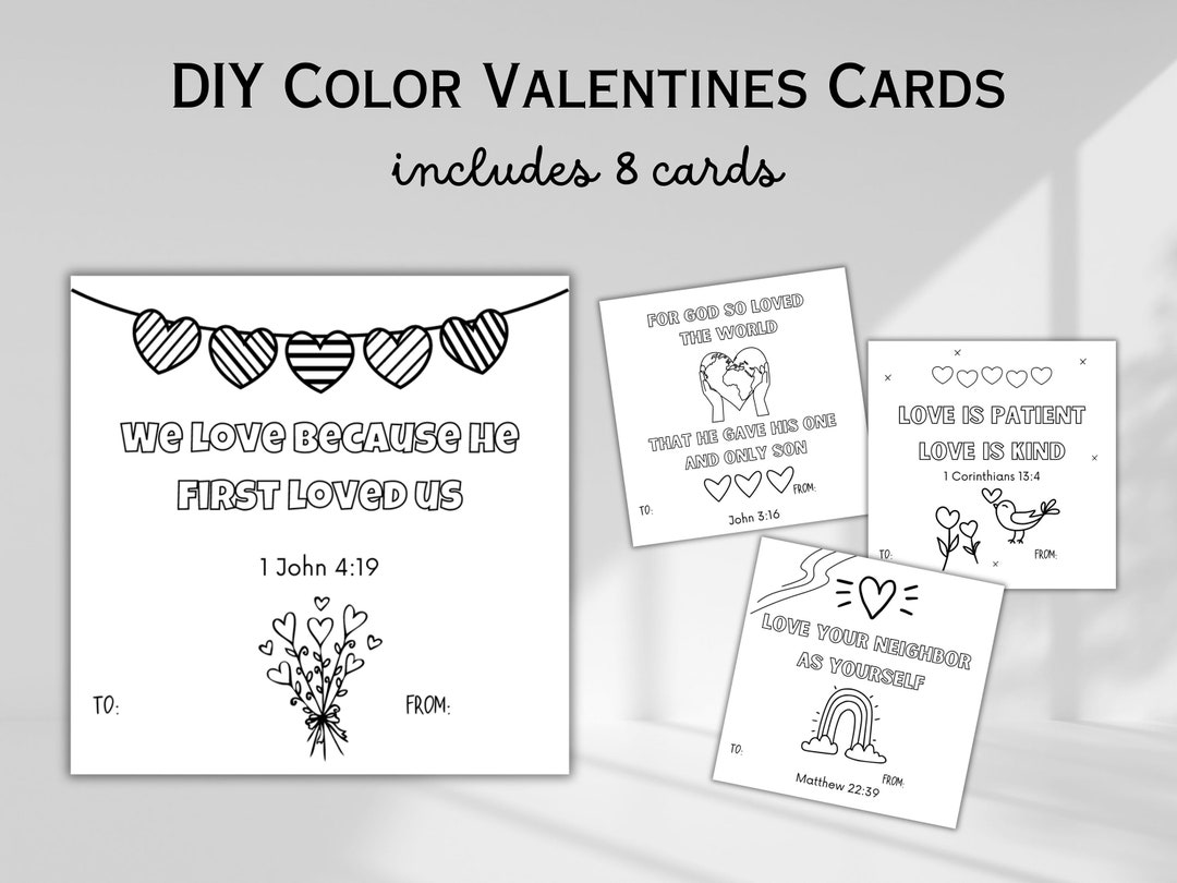 DIY Valentines Coloring Cards for Kids | Christian Bible Verse ...