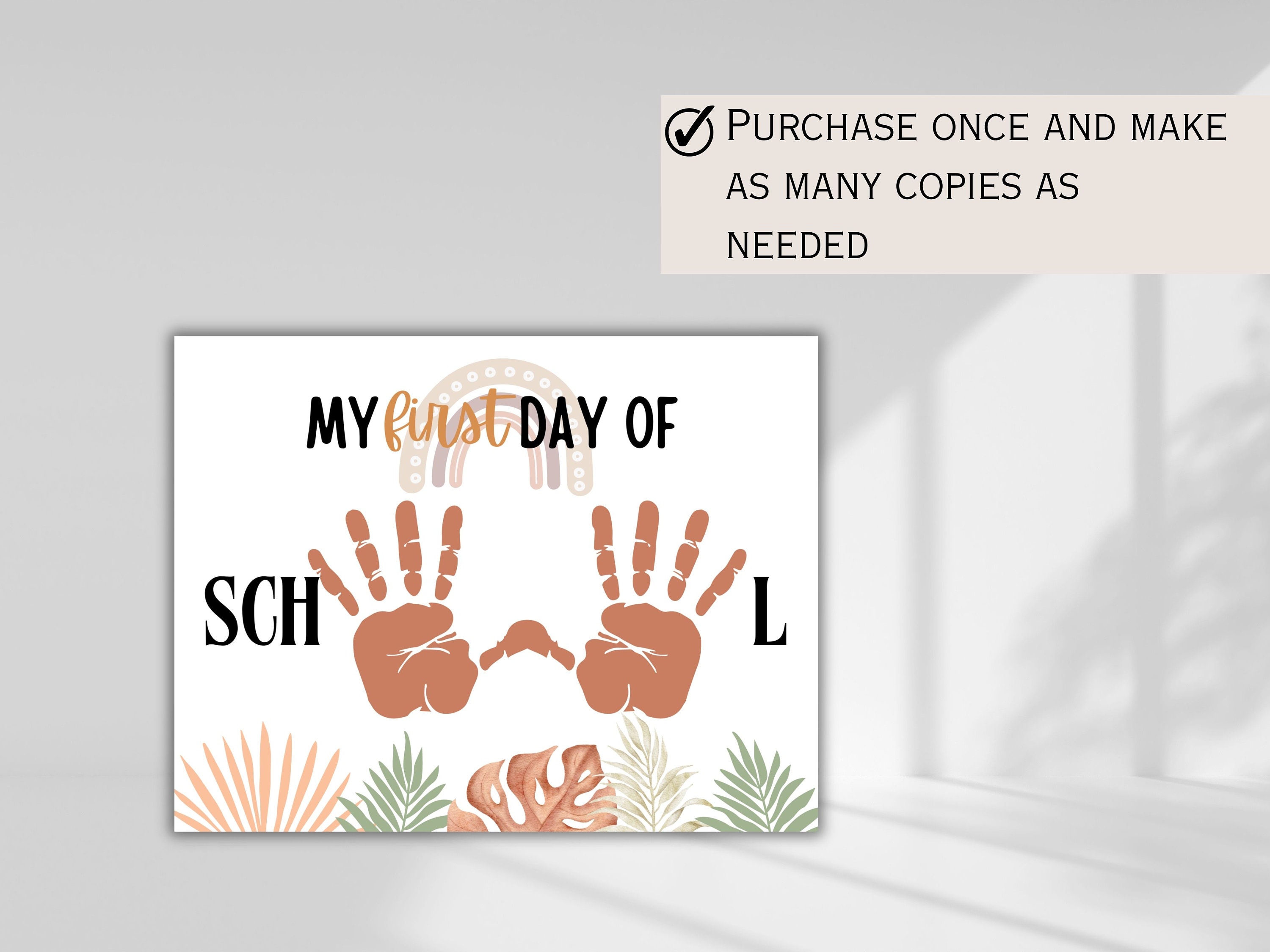 First Day of School Handprint Craft Back to School Printable Keepsake ...