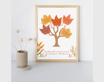 Thankful Tree Craft for Kids Christian Fall Craft Thanksgiving Craft for Kids Printable Sunday School Activity Thankfulness Tree Fall Leaves