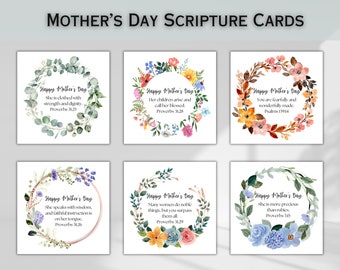 Carte floreali per la festa della mamma con versetti biblici Carte per le Scritture della festa della mamma per mamme Proverbi 31 carte Tag regalo favore della Chiesa per la mamma Download digitale